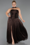 Long Brown Chiffon Plus Size Evening Gown ABU5958