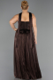 Long Brown Chiffon Plus Size Evening Gown ABU5958