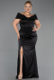 Black Long Satin Oversized Evening Dress ABU5878