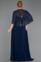 Long Navy Blue Chiffon Formal Plus Size Dress ABU6529
