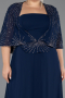 Long Navy Blue Chiffon Formal Plus Size Dress ABU6529