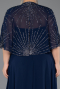 Long Navy Blue Chiffon Formal Plus Size Dress ABU6529