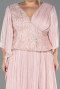 Long Powder Color Chiffon Plus Size Evening Gown ABU6619