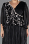 Long Black Chiffon Plus Size Evening Gown ABU6619