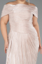 Long Beige Chiffon Plus Size Evening Gown ABU6604