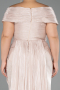 Long Beige Chiffon Plus Size Evening Gown ABU6604