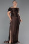 Long Brown Chiffon Formal Plus Size Dress ABU6604