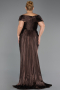 Long Brown Chiffon Formal Plus Size Dress ABU6604