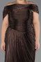 Long Brown Chiffon Formal Plus Size Dress ABU6604
