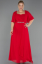 Long Red Chiffon Plus Size Evening Dress ABU6663