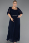 Long Navy Blue Chiffon Plus Size Evening Dress ABU6663