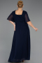 Long Navy Blue Chiffon Plus Size Evening Dress ABU6663
