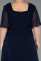 Long Navy Blue Chiffon Plus Size Evening Dress ABU6663