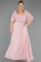 Long Powder Color Chiffon Plus Size Evening Dress ABU6663