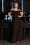 Long Brown Chiffon Plus Size Evening Gown ABU6646