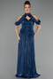 Long Navy Blue Chiffon Evening Dress ABU6640