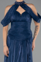Long Navy Blue Chiffon Evening Dress ABU6640