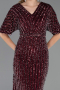 Midi Burgundy Plus Size Cocktail Dress ABK2704