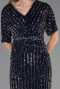 Midi Navy Blue Plus Size Cocktail Dress ABK2704