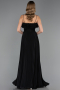 Black Strapless Long Chiffon Prom Gown ABU4866