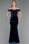 Long Navy Blue Velvet Evening Dress ABU6664