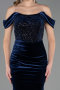 Long Navy Blue Velvet Evening Dress ABU6664