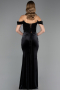 Long Black Velvet Evening Dress ABU6664