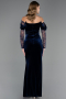 Long Navy Blue Velvet Evening Dress ABU6668