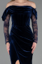 Long Navy Blue Velvet Evening Dress ABU6668