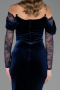 Long Navy Blue Velvet Evening Dress ABU6668