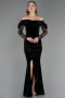 Long Black Velvet Evening Dress ABU6668