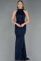 Long Navy Blue Dantelle Evening Dress ABU6084