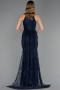 Long Navy Blue Dantelle Evening Dress ABU6084