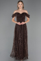 Long Brown Beaded Evening Dress ABU6659