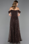 Long Brown Beaded Evening Dress ABU6659