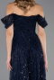 Long Navy Blue Beaded Evening Dress ABU6659