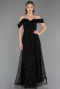 Long Black Beaded Evening Dress ABU6659
