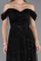 Long Black Beaded Evening Dress ABU6659