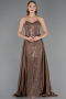 Long Brown Beaded Evening Dress ABU6673