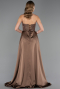 Long Brown Beaded Evening Dress ABU6673