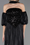 Long Black Chiffon Evening Dress ABU6533