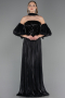 Long Black Chiffon Evening Dress ABU6533