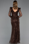 Long Brown Beaded Evening Dress ABU6660
