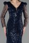 Long Navy Blue Beaded Evening Dress ABU6660