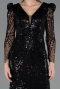 Long Black Beaded Evening Dress ABU6660