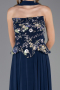 Long Navy Blue Chiffon Evening Dress ABU6665