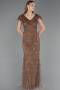 Long Copper Beaded Plus Size Evening Dress ABU6672
