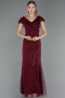 Long Burgundy Beaded Plus Size Evening Dress ABU6672