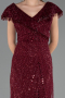 Long Burgundy Beaded Plus Size Evening Dress ABU6672