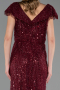 Long Burgundy Beaded Plus Size Evening Dress ABU6672